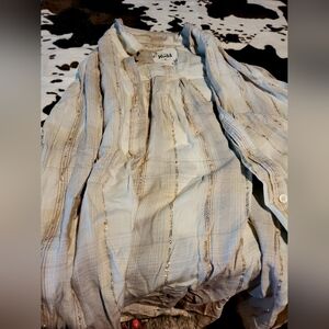 Women's Beige Flanney Shirt With Shimmer Thread